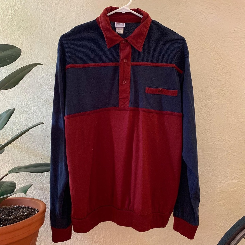 Vintage Men's L Long Sleeve / Half Button Shirt
